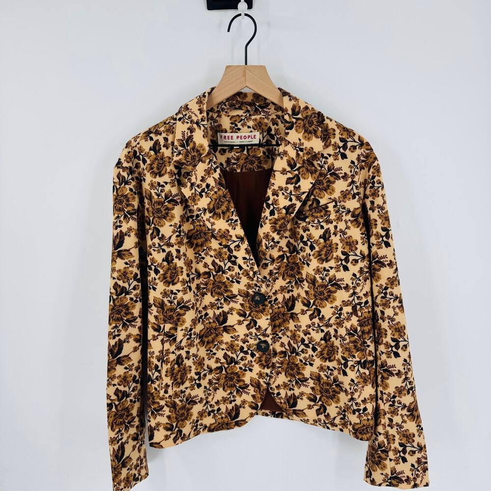 Free People Floral‎ Blazer S Oversized Boho Cottagecore Statement Jacket